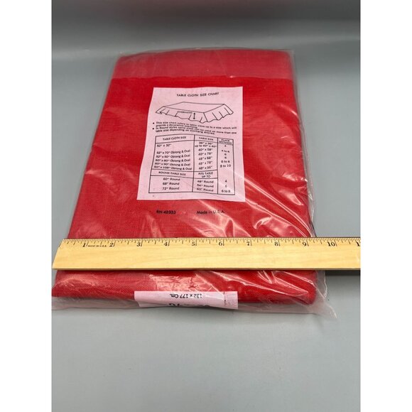 Red No Iron Tablecloth 100% Cotton 52 X 70 Soil Release Machine Wash - Picture 8 of 9